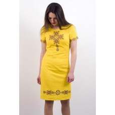 Embroidered Dress "Queen" yellow